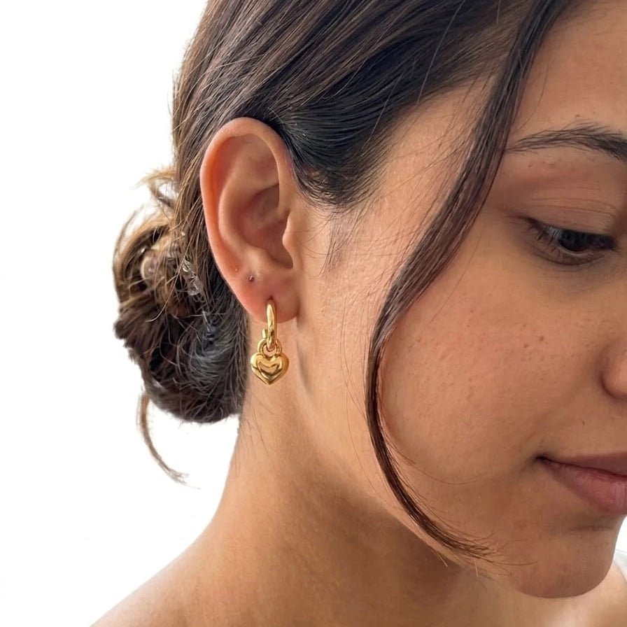 Amoura Heart Charm Hoop Earrings