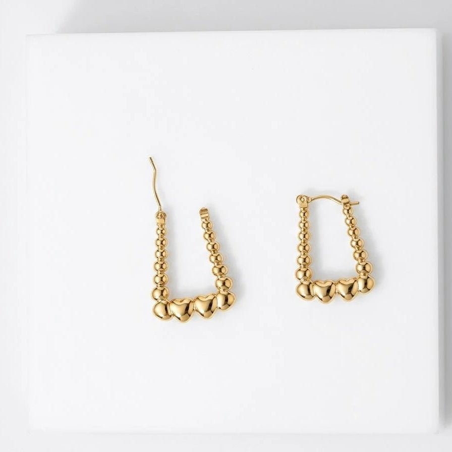 Bellora Beaded Heart Hoop Earrings