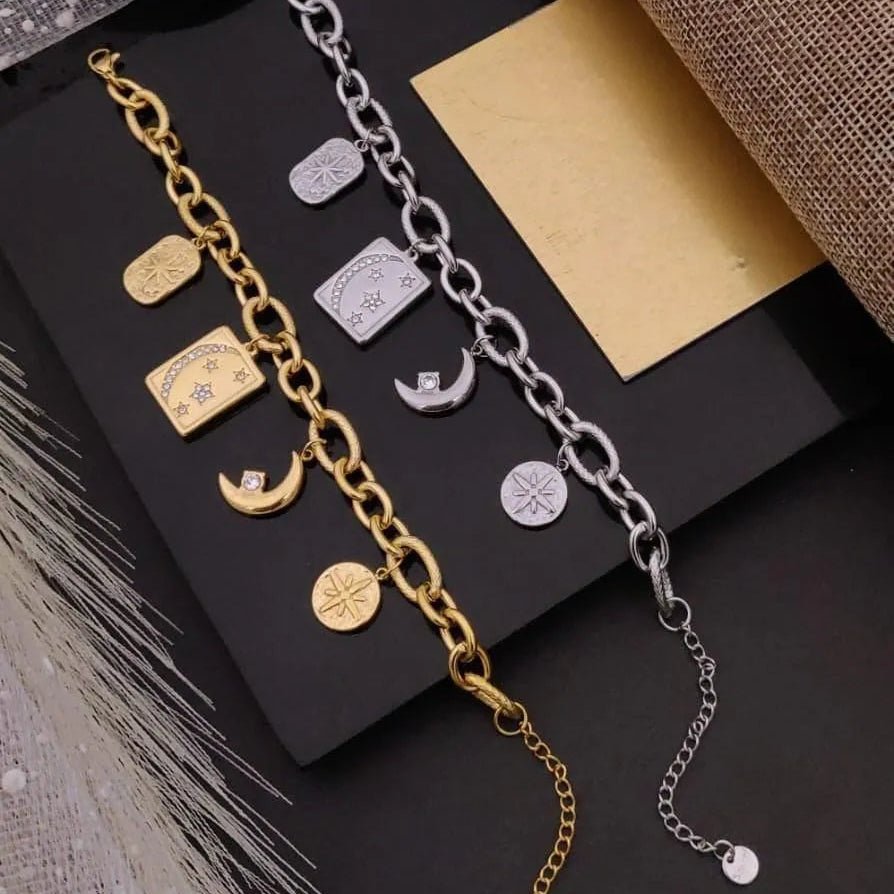 Star Moon Gold Silver Anti-Tarnish Bracelet