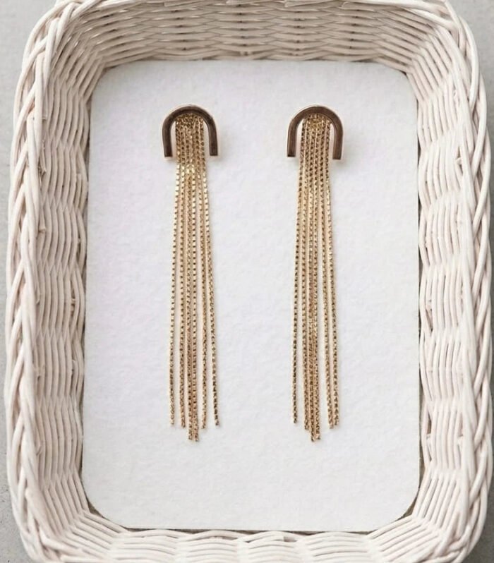 Celestia Gold Tassel Drop Earrings