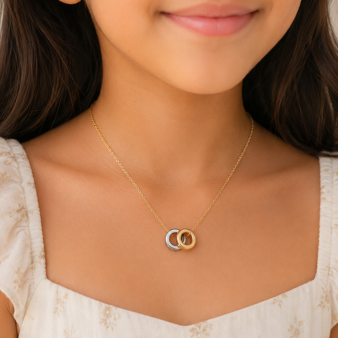 Interlocked Dual Ring Necklace