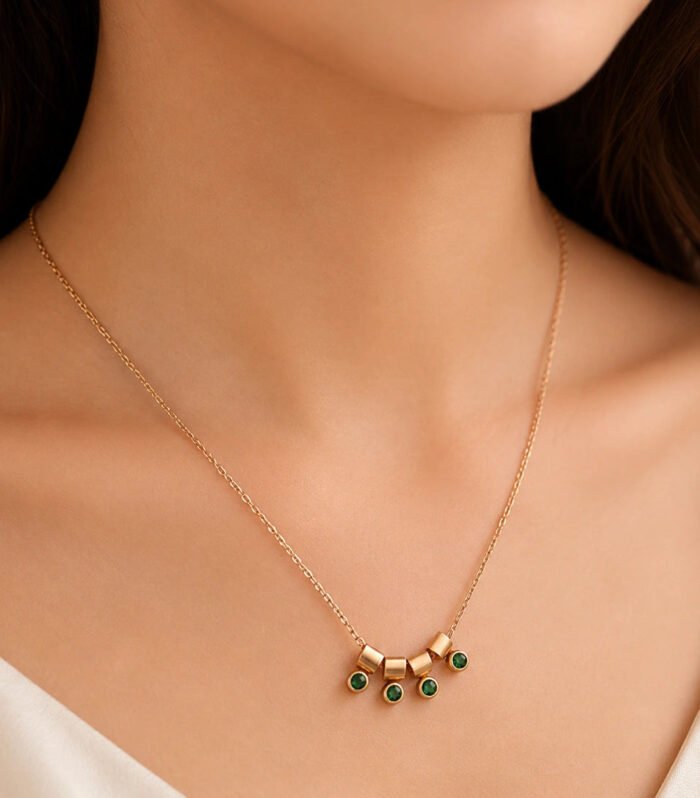 Emerald Drop Charm Necklace