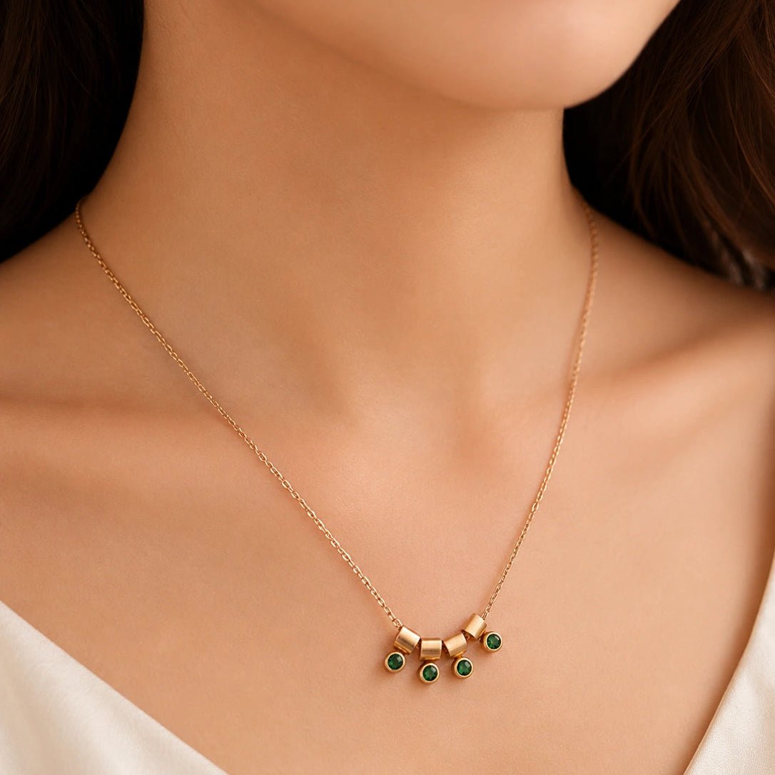 Emerald Drop Charm Necklace