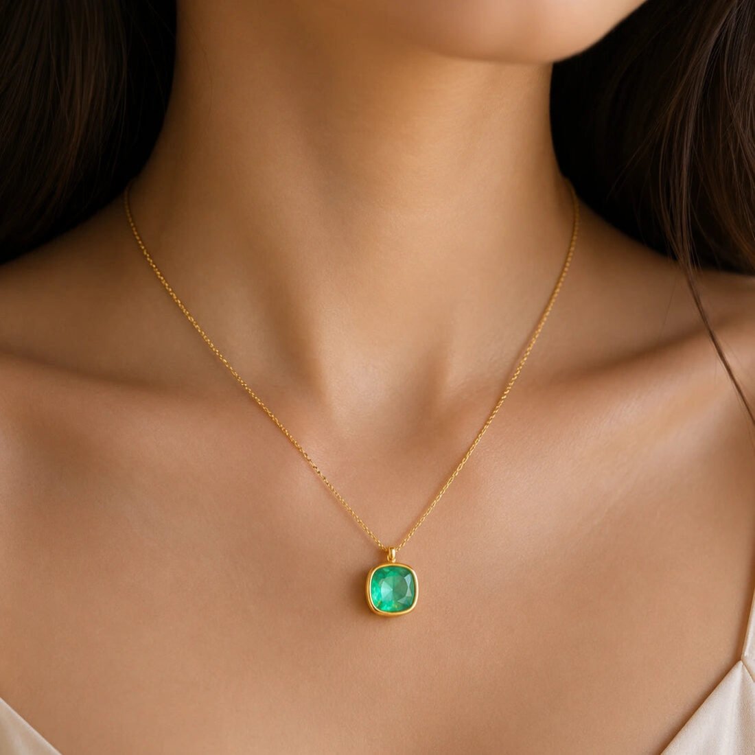 Emerald Glow Pendant Necklace