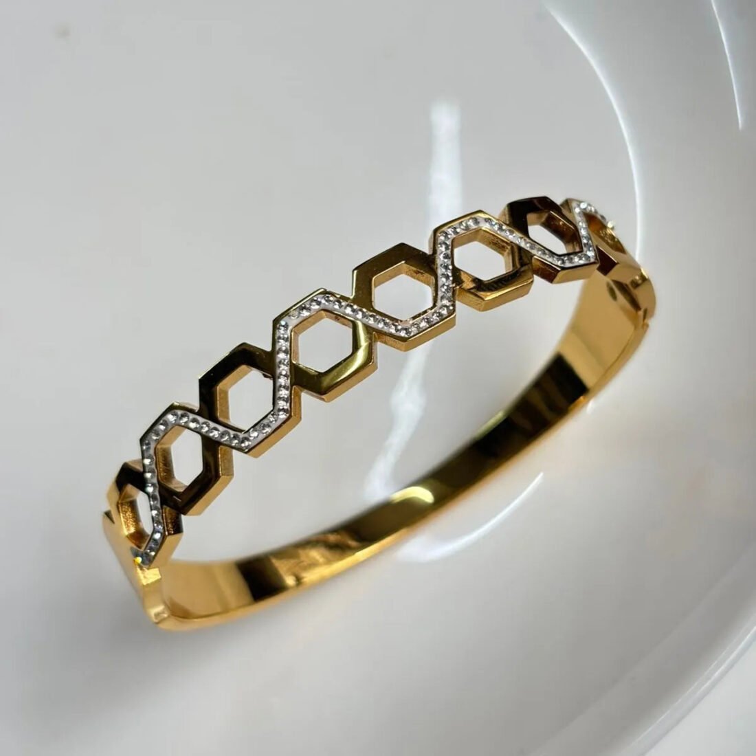Gold Diamond Hexagon Kada