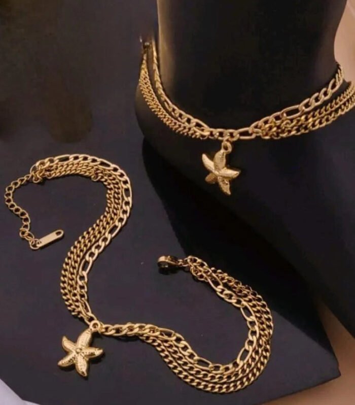 Gold Starfish Charm Anklet