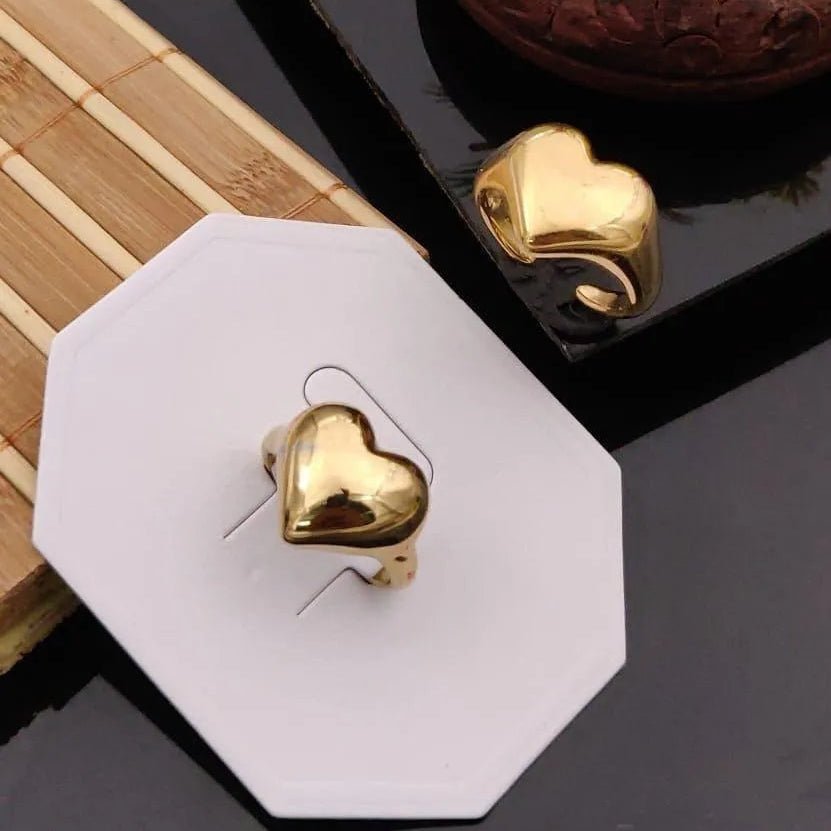 Golden Bold Heart Anti-Tarnish Ring