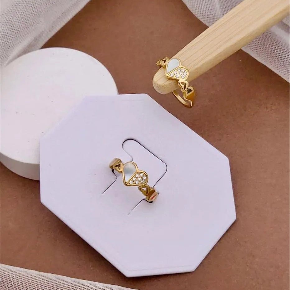 Golden Split Heart Anti-Tarnish Ring