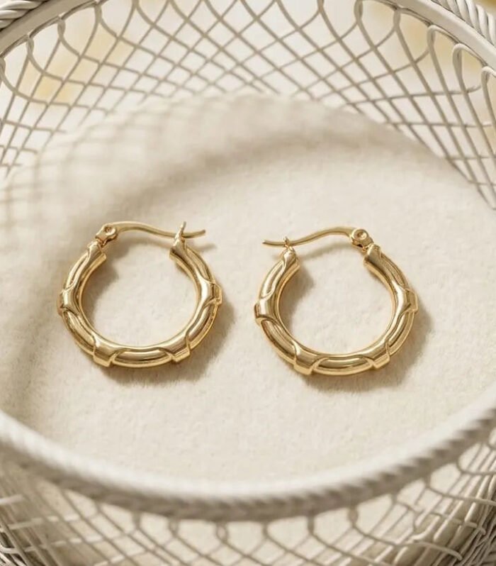 Golden Bamboo Hoop Earrings