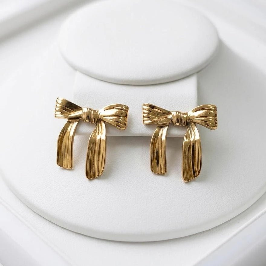 Golden Bow Statement Earrings