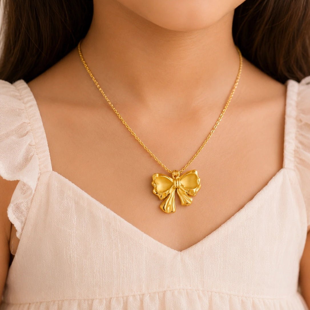 Golden Butterfly Bow Necklace