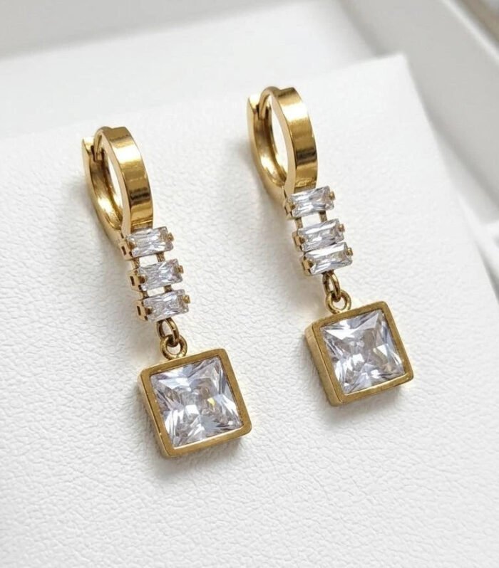 Golden Geometric Drop Earrings