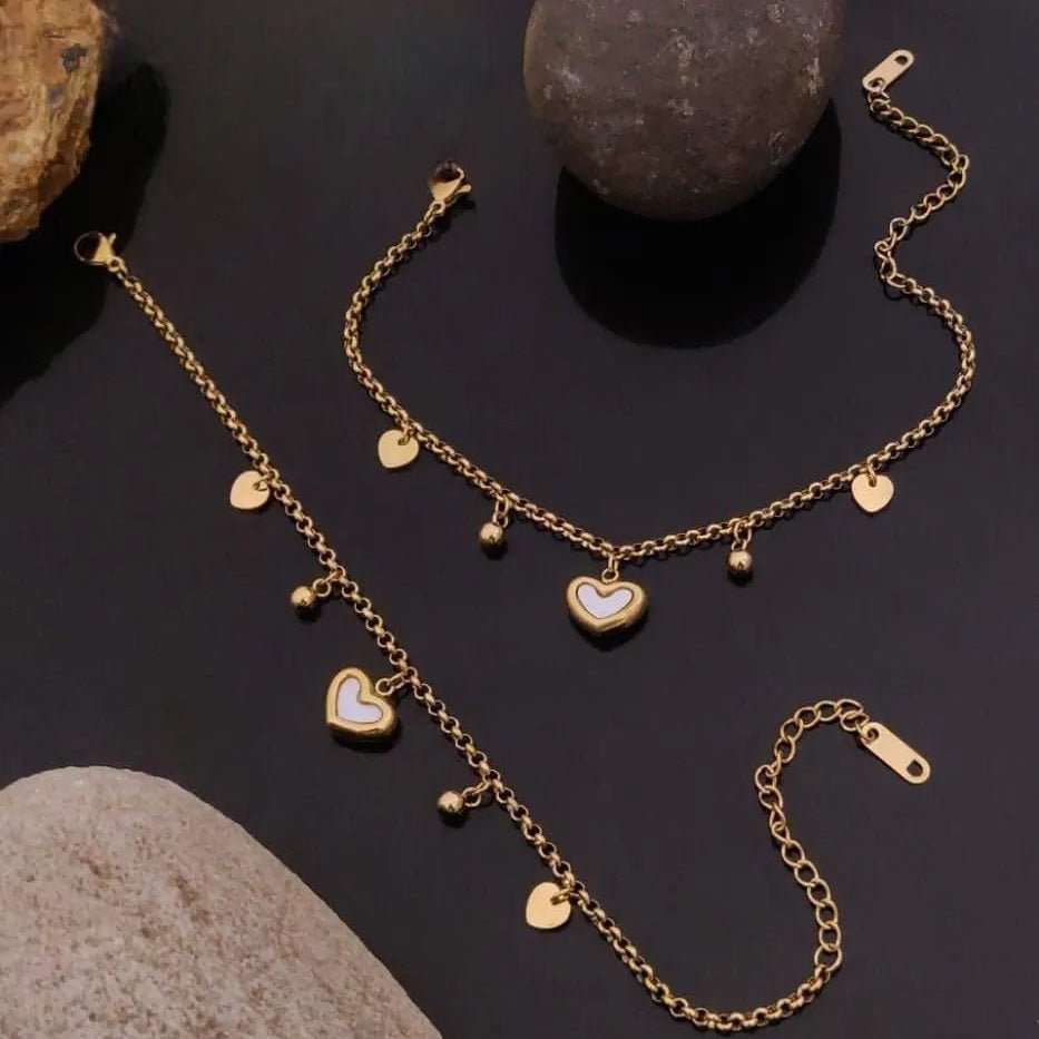 Golden Heart Charm Bracelet