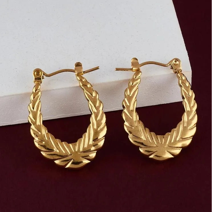 Golden Laurel Hoop Earrings