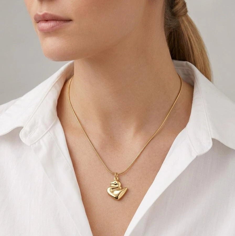 Golden Swan Heart Necklace