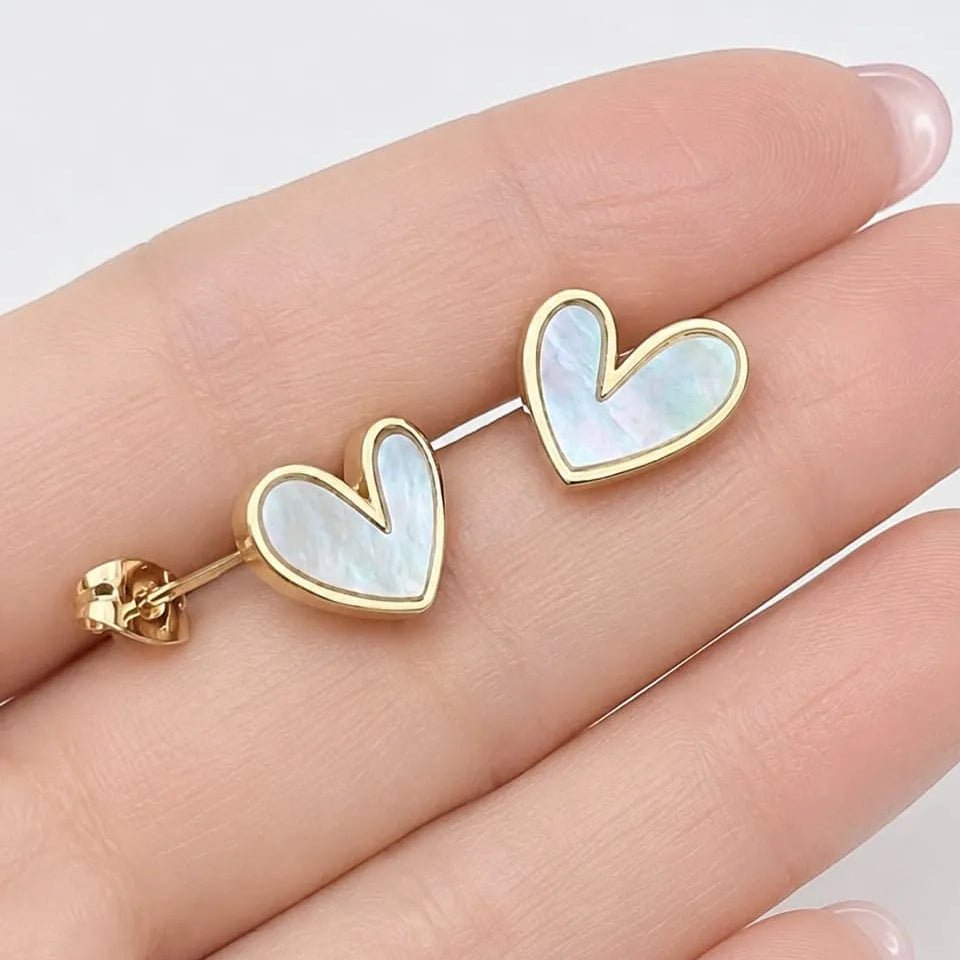 Ivory Heart Glow Stud Earrings