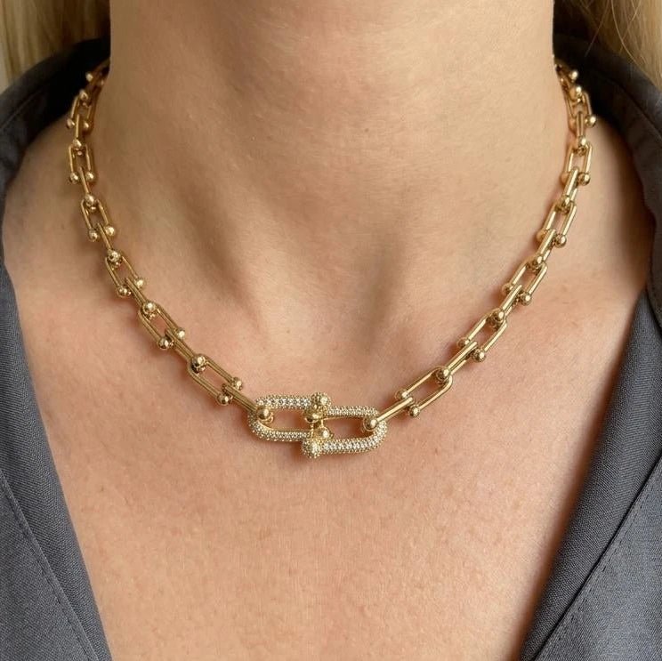 Luxe Link Crystal Chain Necklace