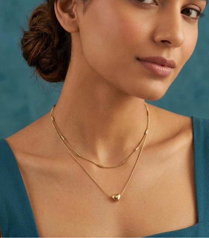 Minimal Heart Layered Necklace