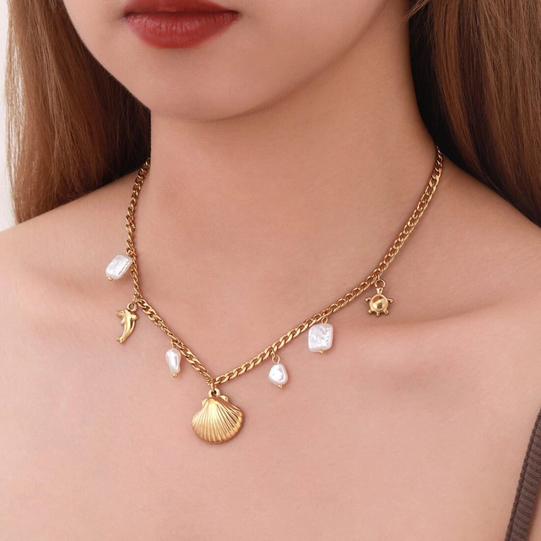 Ocean Pearl Charm Necklace