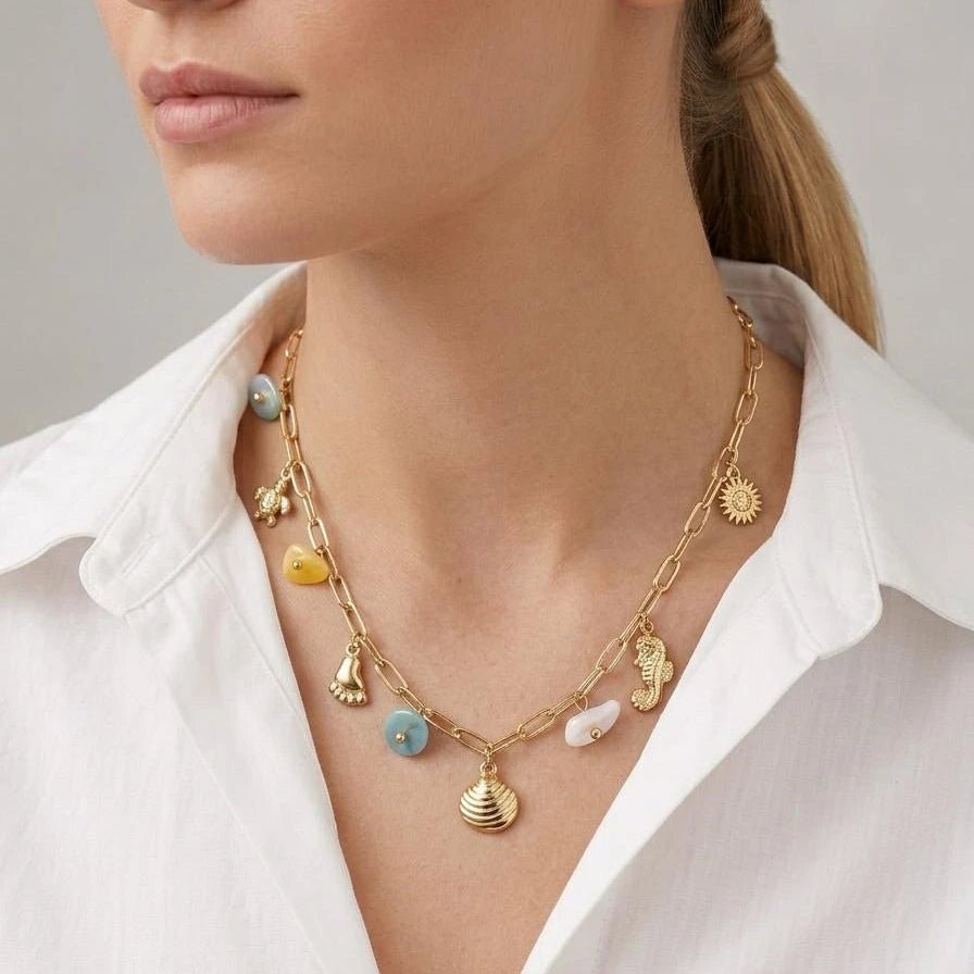 Oceanic Charm Gold Necklace