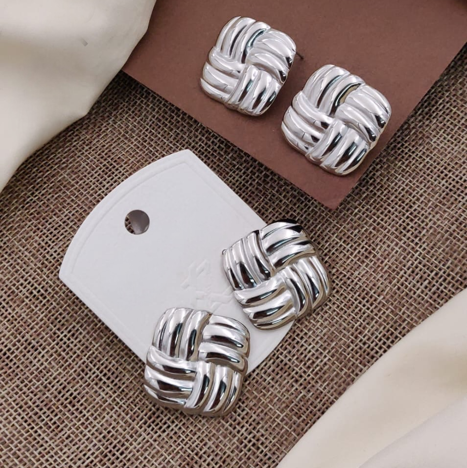 Silver-Plated Twisted Rope Earrings
