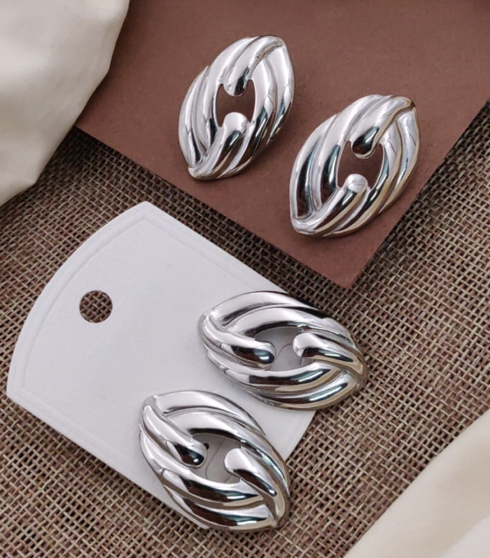 Vintage-Inspired Silver-Plated Sculptural Earrings