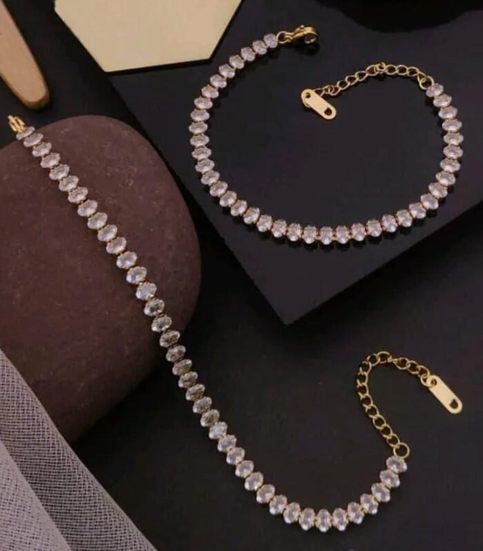 Radiant Clear Gold Diamond Charm Bracelet