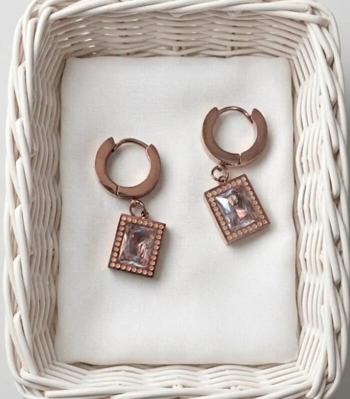 Rose Gleam Charm Hoop Earrings