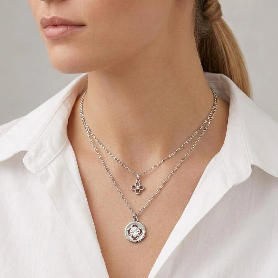 Silver Floral Layered Necklace