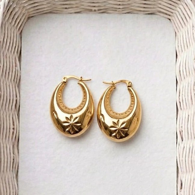 Solara Bloom Gold Hoop Earrings