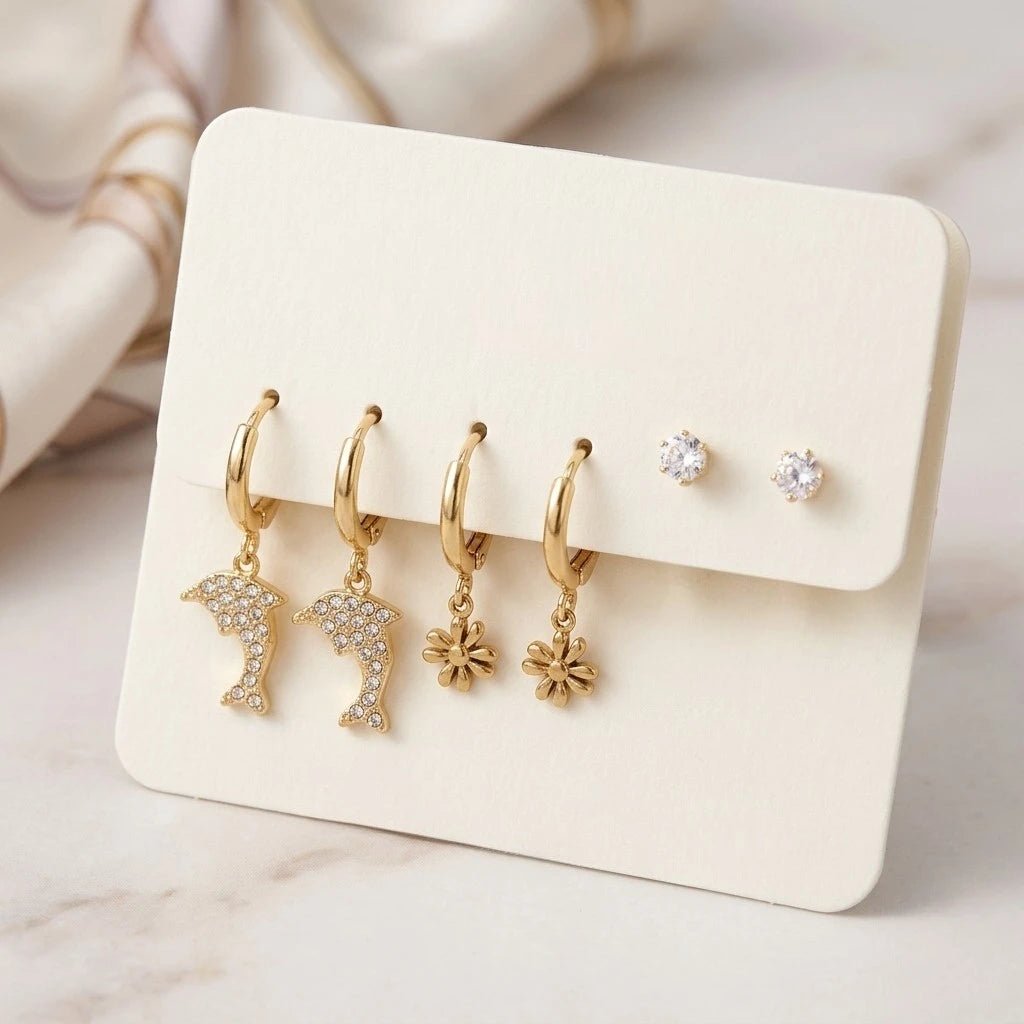 Solara Dolphin & Flower Earring Set