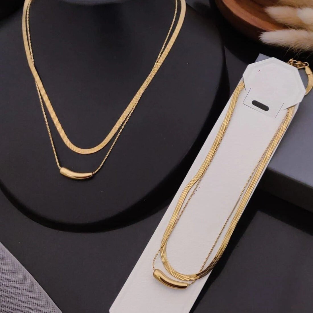 Velora Gold Double Layer Necklace
