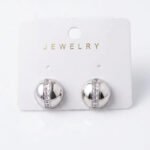 Silver Crystal Dome Stud Earrings