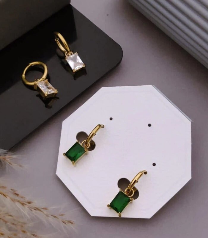Emerald Royale Drop Hoop Earrings