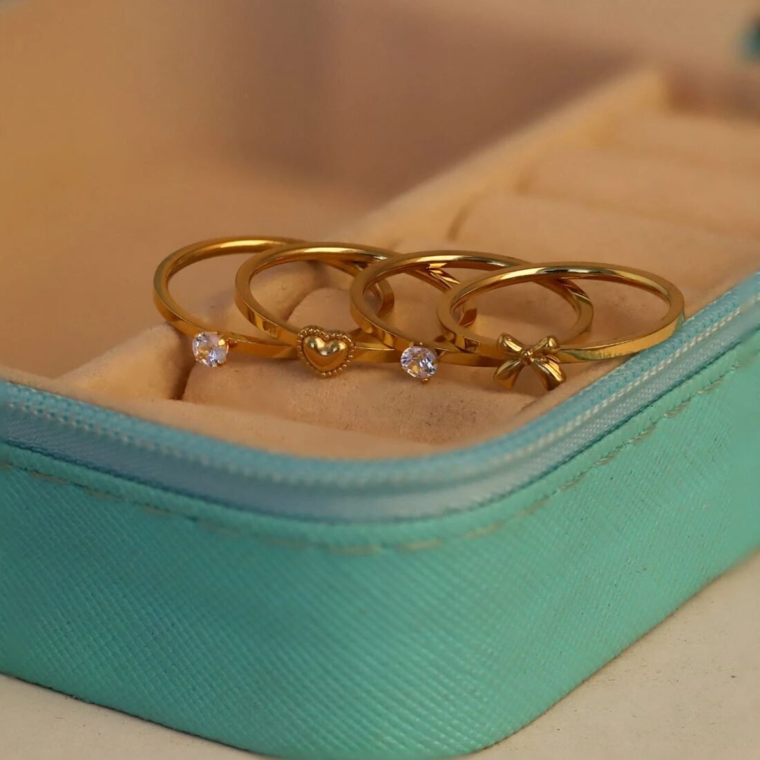 Elora Heart Bow Crystal Ring