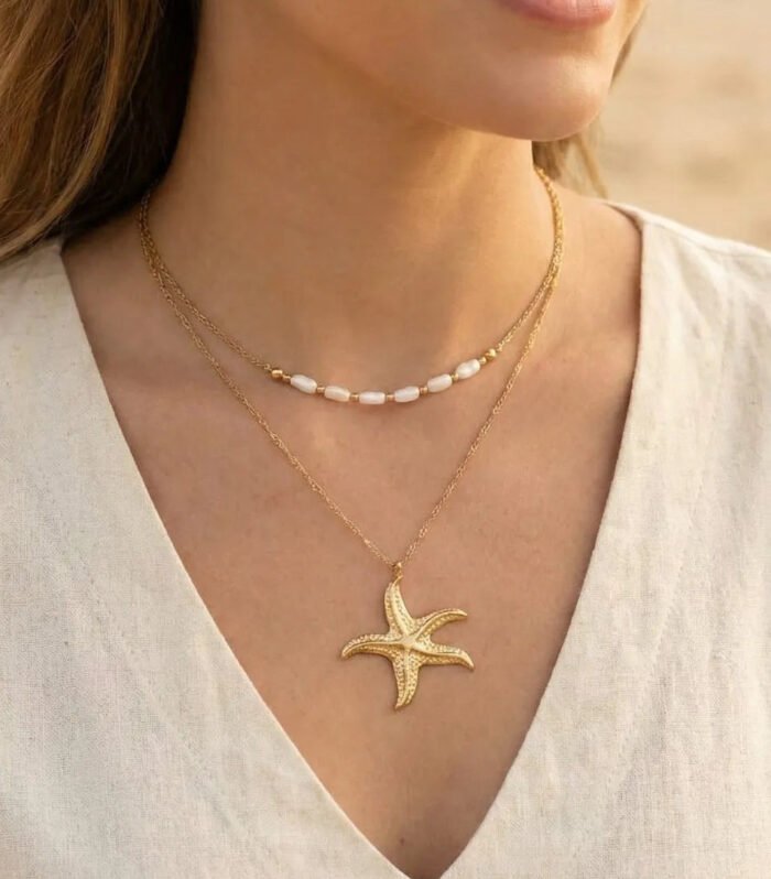 Golden Starfish Anti-Tarnish Necklace