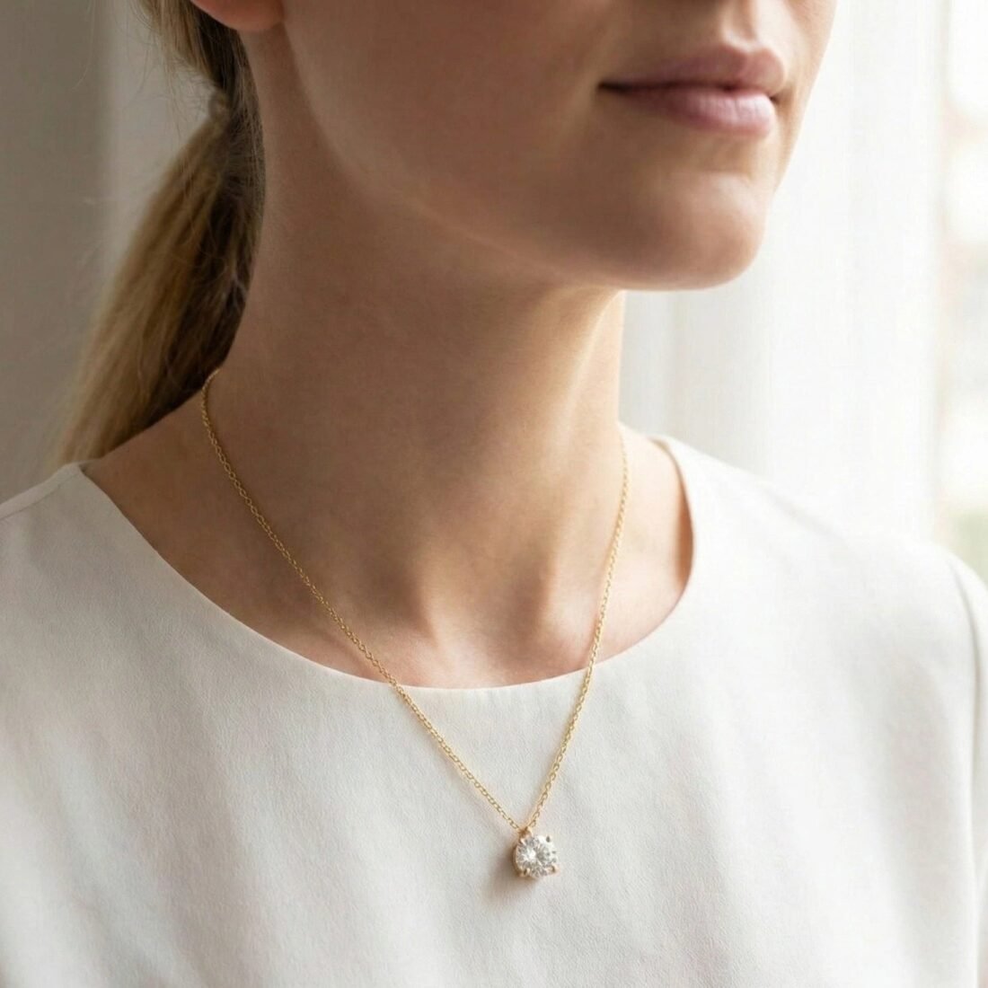 Simple Diamond Gold Necklace