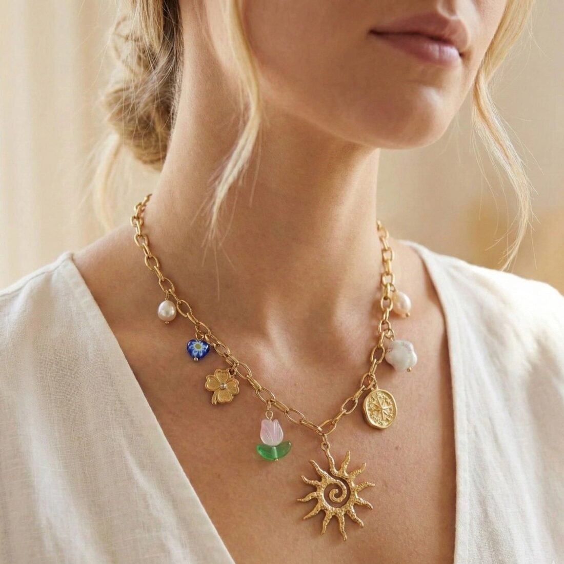 Sunshine Charms Gold Necklace