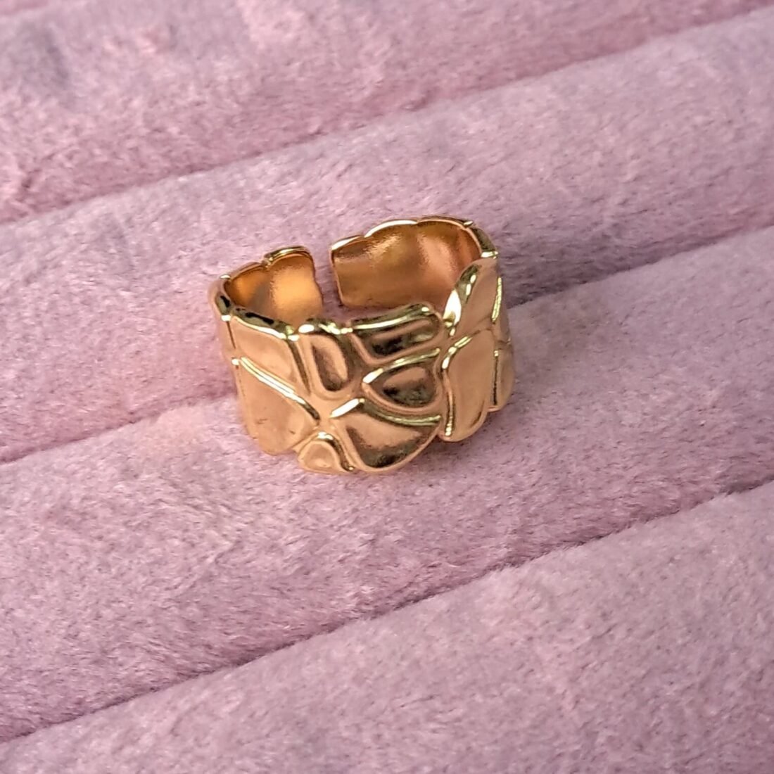 Abstract Gold Texture Statement Ring