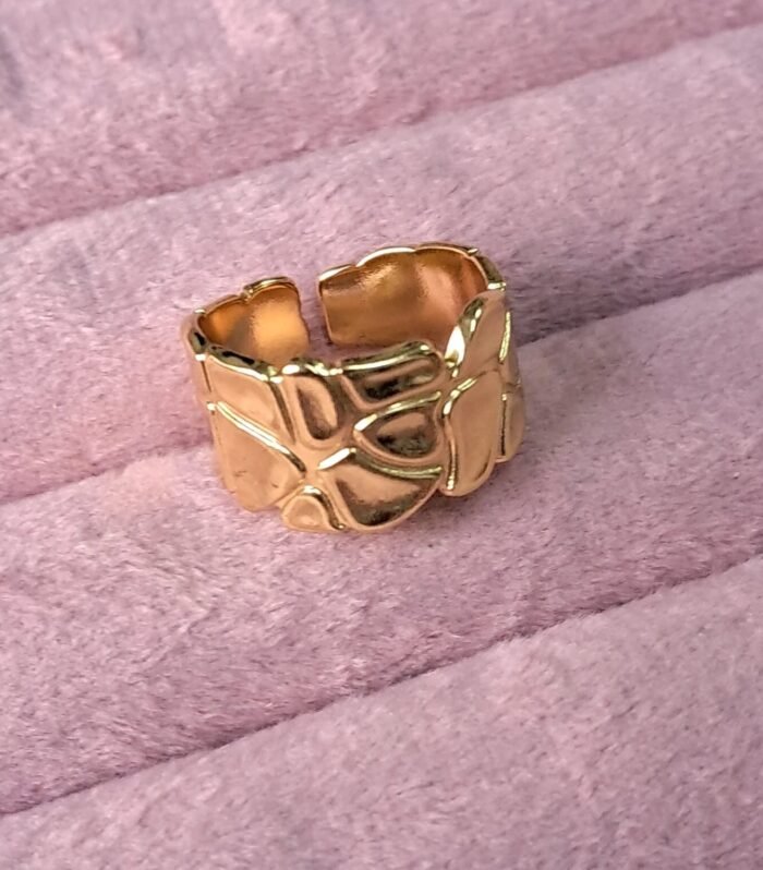 Abstract Gold Texture Statement Ring
