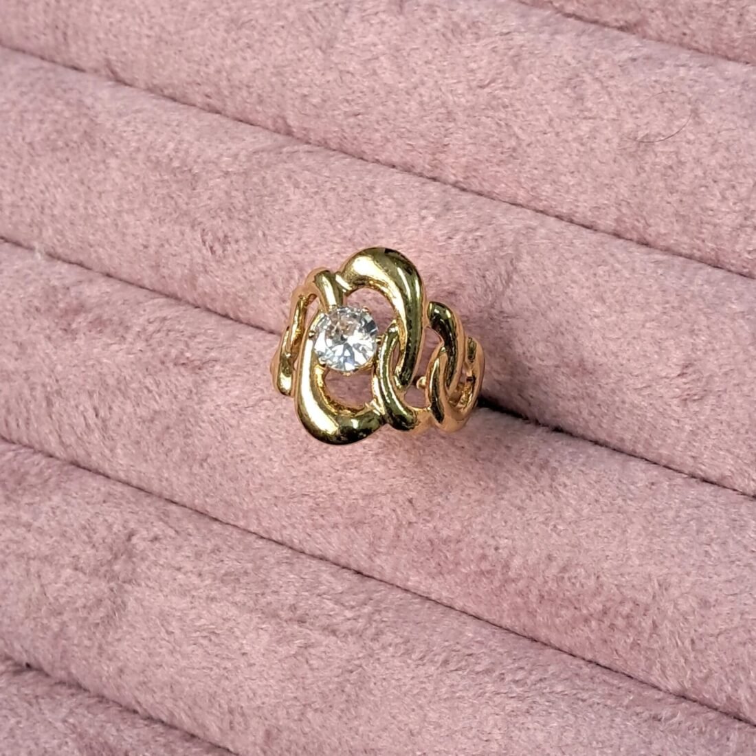 Abstract Wave Diamond Ring