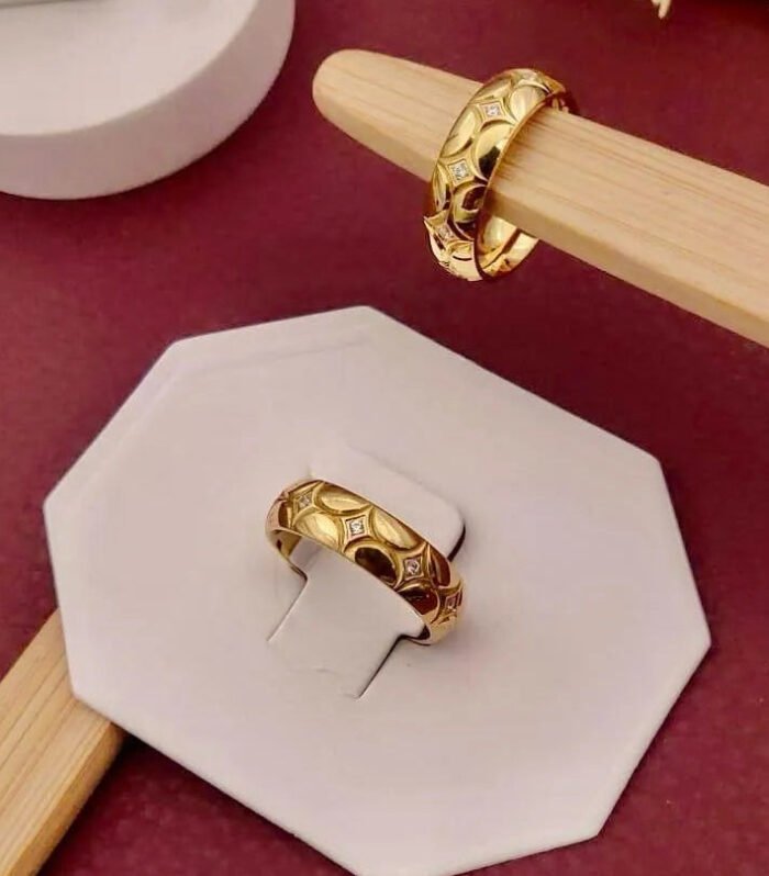 Textured Geo-Pattern Anti-Tarnish Ring