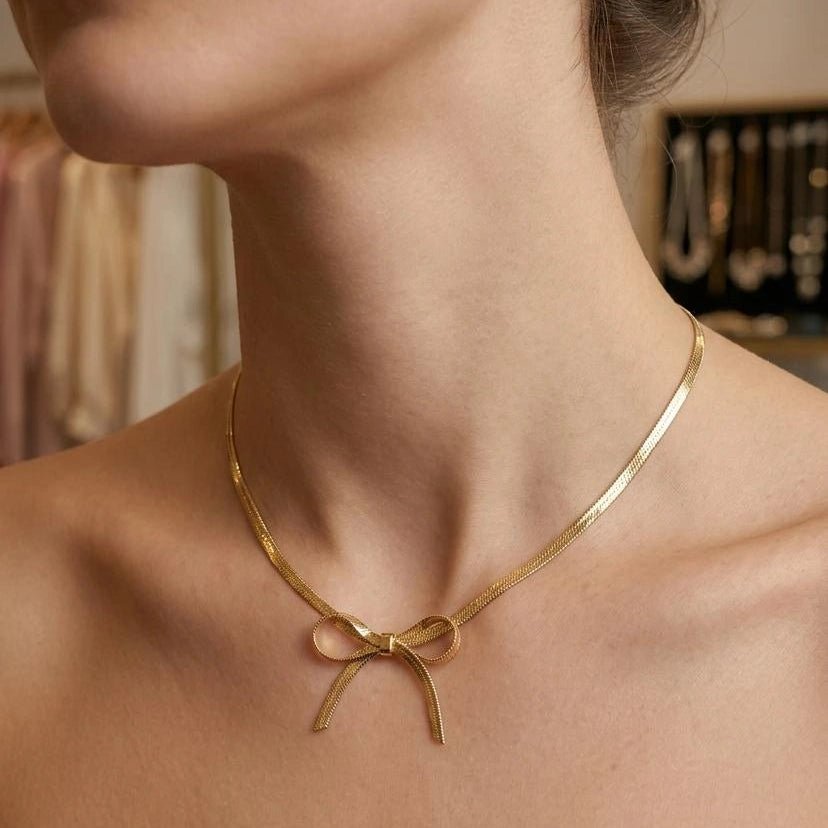 Aurielle Golden Bow Necklace
