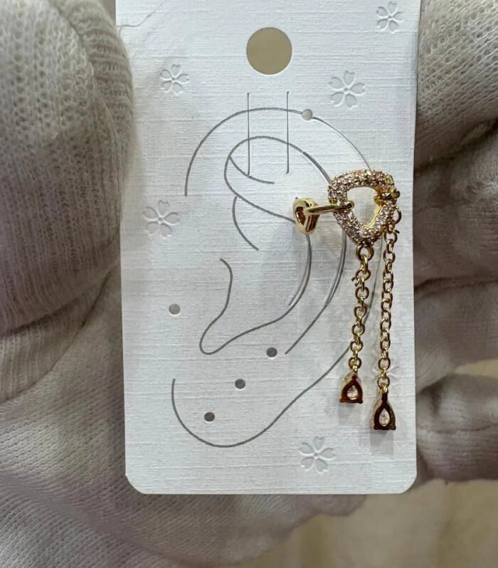 Aurielle Heart Chain Ear Cuff