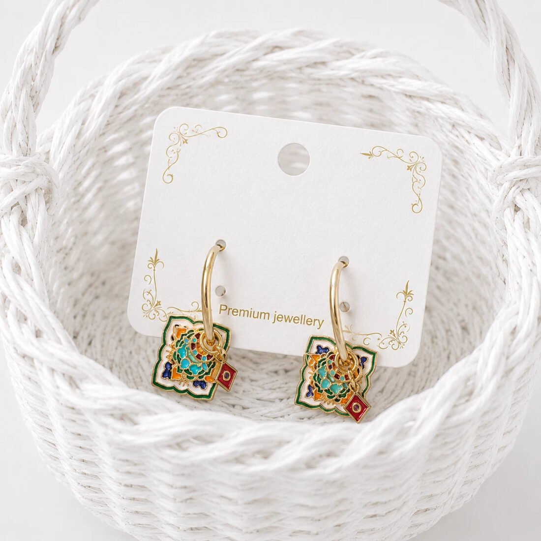 Bohemian Mosaic Hoop Earrings