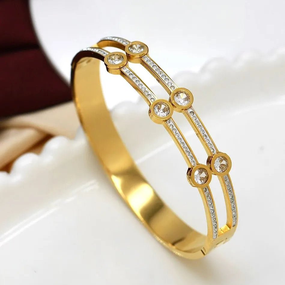 Gold-Plated Dual-Line Zircon Kada