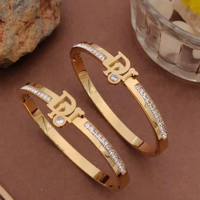 Diamond Accents and Charm Gold Kada
