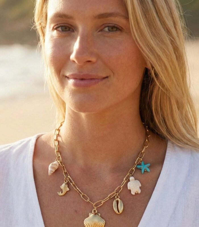 Shell Charm Gold Chain Necklace