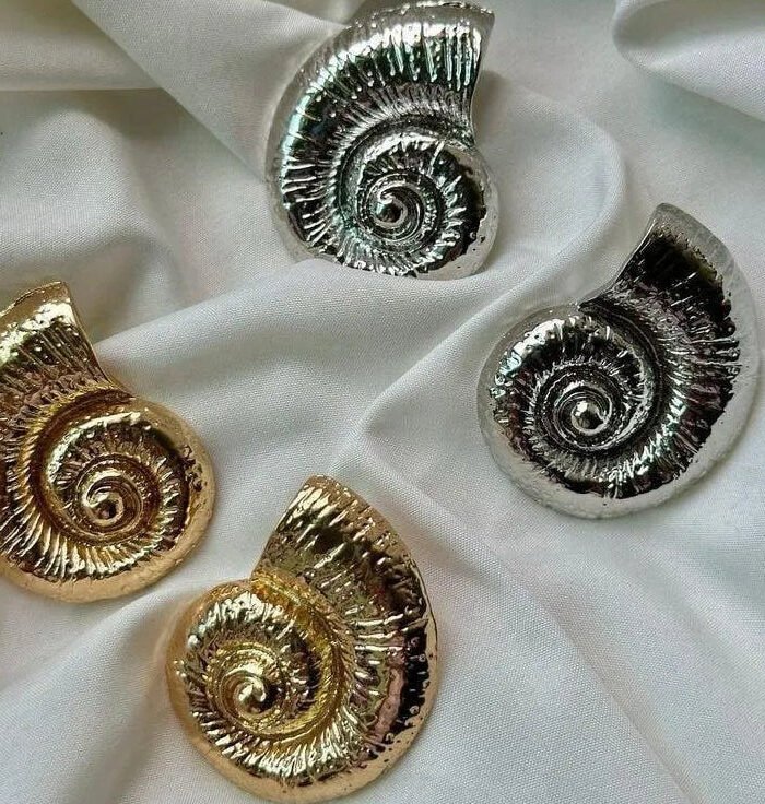 Ocean Spiral Shell Stud Earrings