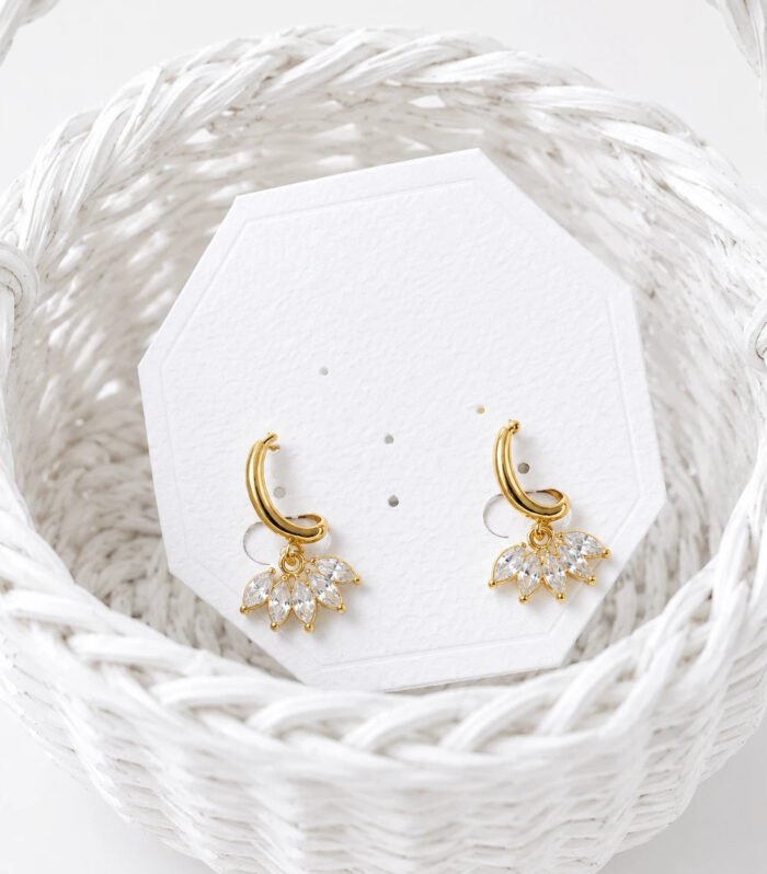 Crystal Bloom Charm Hoop Earrings